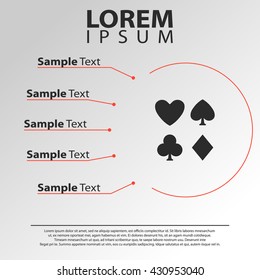 playing card symbols icon. playing card signs infographics template