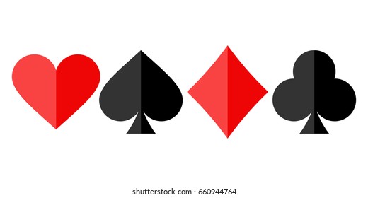 Playing card symbols isolated on white background