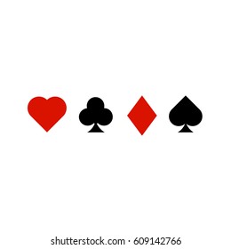 Playing card symbols on white background. Card symbols, icons. Casino concept.