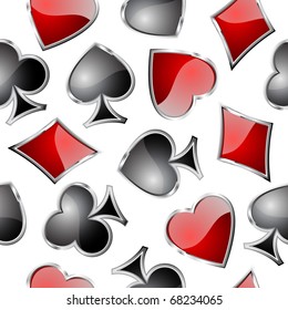 Playing card symbols seamless pattern - vector background for continuous replicate