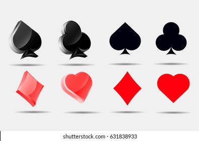 Playing card symbols set  Pokers collection ace 3d blank symbol icons vector 