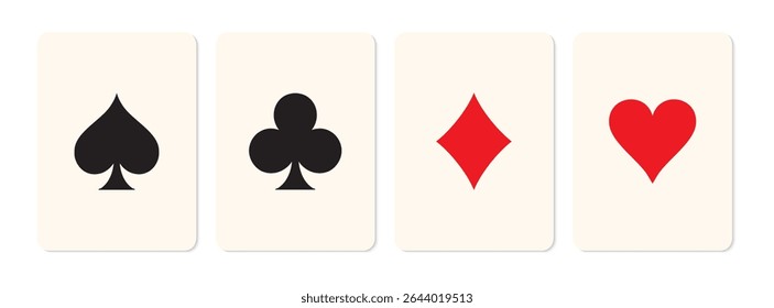 Jogando modelo de carta. Espadas, paus, copas, diamantes. Ilustração vetorial