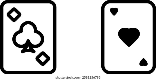 Playing Card Vector Icon Set – Classic Card Game and Gambling Icons