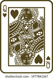 playing card, vector, queen of hearts