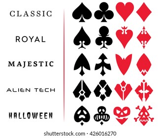 Playing Card Vector Symbols. Can be used for playing card design, poker chip design, casino projects, etc.