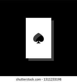 Playing card. White flat simple icon with shadow