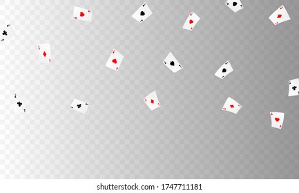 Playing card. Winning poker hand casino chips flying realistic tokens for gambling, cash for roulette or poker,