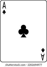 Playing cards. Ace of clubs. A deck of poker cards.