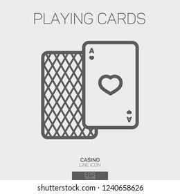 Playing cards ace heart suit  line icon