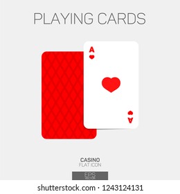 Playing cards ace heart suit color icon