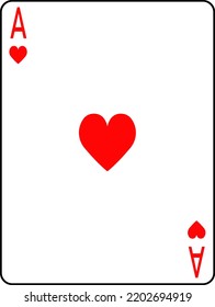 Playing cards. Ace of hearts. A deck of poker cards.