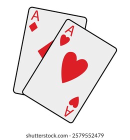 Playing cards. Ace of Hearts and Diamonds 