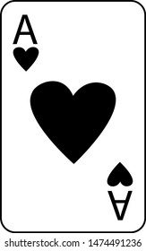 Playing Cards Ace of Hearts Icon in black color. Vector illustration