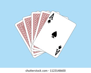 Playing Cards - Ace of spades and four cards