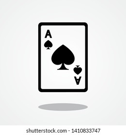 Playing Cards Ace of Spades Icon with Gray Shadow