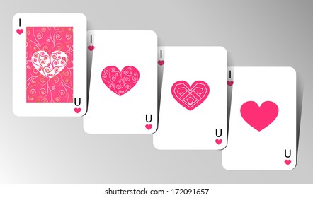 playing cards aces "I love you" for Valentine's day