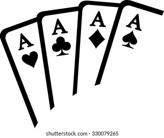 Playing cards aces winning