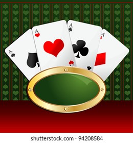 Playing cards background with four aces