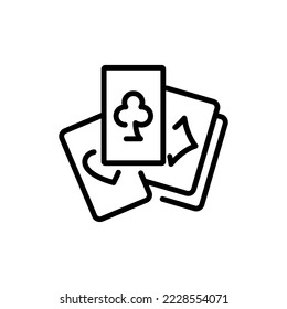 Playing cards black line icon. Casino game.