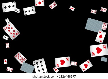 Playing Cards Border on Black Background. Vector illustration