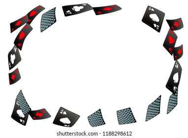 Playing Cards Border on Black Background. Vector illustration.