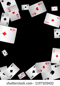 Playing Cards Border on Black Background. Vector illustration