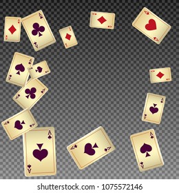 Playing Cards Border on transparent background. Vector illustration in vintage style.