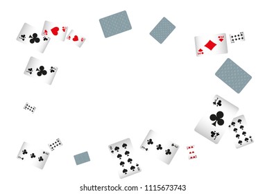 Playing Cards Border on white background. Vector illustration in vintage style.