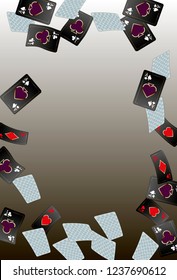 Playing Cards Border on White Background. Vector illustration in vintage style.