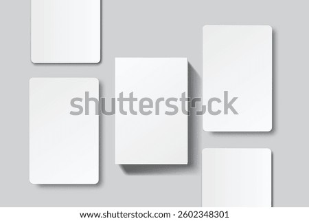 Playing cards and box mockup. Blank cards deck of poker hand, successful game, bet, casino ads, gambling, board games or note cards, greeting card, invitation, credit card, business card isolated
