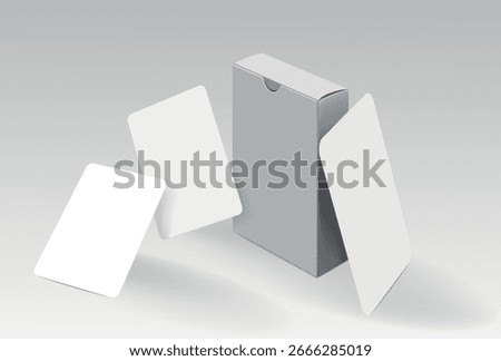 Playing cards with box mockup. Playing card template for your design stand vector. 