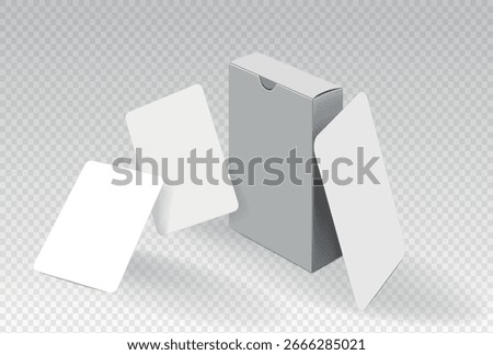 Playing cards with box mockup without background. Playing card template for your design stand vector