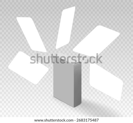 Playing cards box packaging blank template, vector illustration.