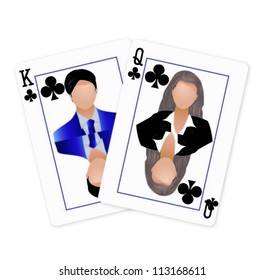 Playing cards with business people