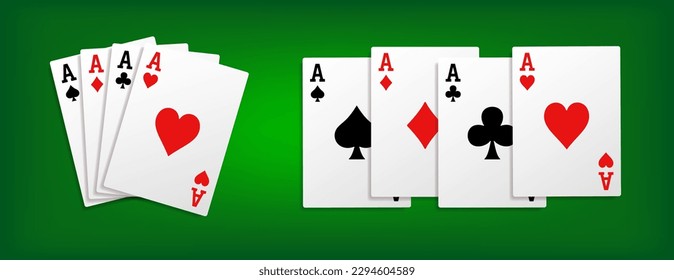 Playing cards. Card fan. Fan of aces. Vector clipart isolated on white background.