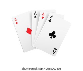 Cartas de juego, caricatura de cuatro razas símbolo de juego de póquer aislado juego realista de juegos de azar 3D. Trajes vectores negros y rojos, palos y espacios, corazón y diamantes tarjeta de póker de casino