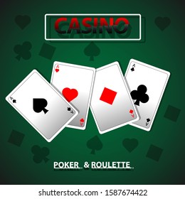 Playing cards Casino poker gambling.Vector poker cards set