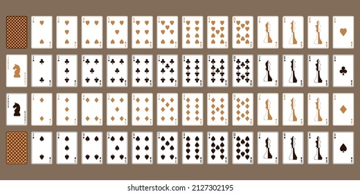 Playing cards in chess. A poker set. New Design Playing Cards. Full Deck
