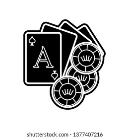 playing cards and chips icon. Element of Casino for mobile concept and web apps icon. Glyph, flat icon for website design and development, app development