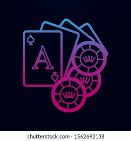 Playing cards and chips nolan icon. Simple thin line, outline vector of casino icons for ui and ux, website or mobile application