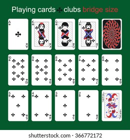 Playing cards. Clubs. Bridge size