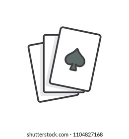 Playing cards colored line icon.