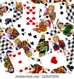 El fondo del patrón de las tarjetas de juego es colorido y transparente en un estilo plano moderno. Ilustración del vector