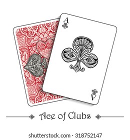 Playing cards concept with ace of clubs suit and back vector illustration