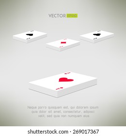 Playing cards deck with ace on top in realistic and clean design. Card perspective composition. Vector illustration