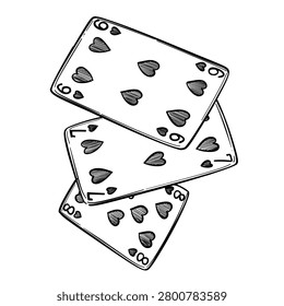 playing cards deck vector line art hand drawn illustration