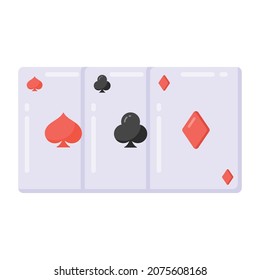 Playing cards denoting flat icon of poker 