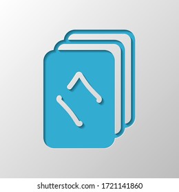 Playing cards, diamonds on top. Paper design. Cutted symbol with shadow