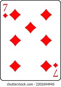 Playing cards. Diamonds seven. A deck of poker cards.