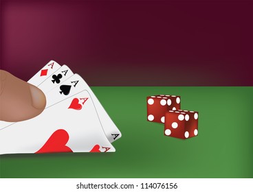 playing cards and dice